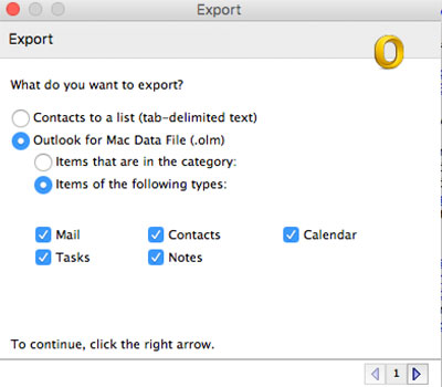 Export Mails Contacts Calendar from Outlook Mac to PST 