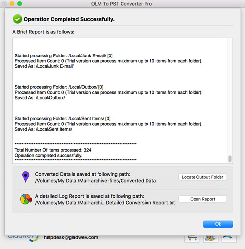 Logs for Outlook Mac to PST Conversion
